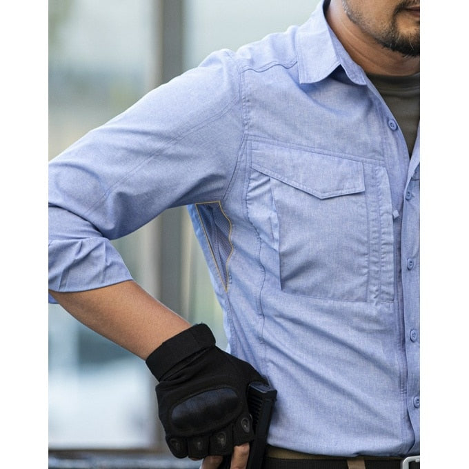 Chemise militaire respirante bleu pour homme - Top Militaire