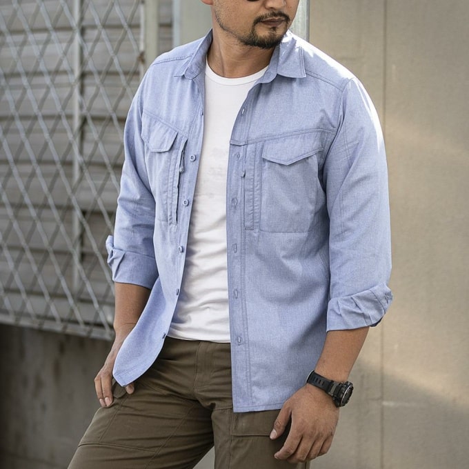 Chemise militaire respirante bleu pour homme - Top Militaire