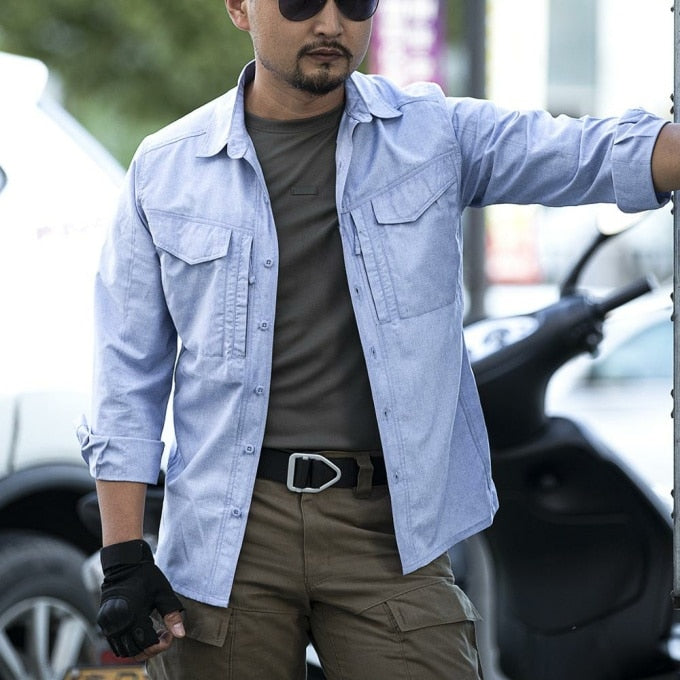 Chemise militaire respirante bleu pour homme - Top Militaire