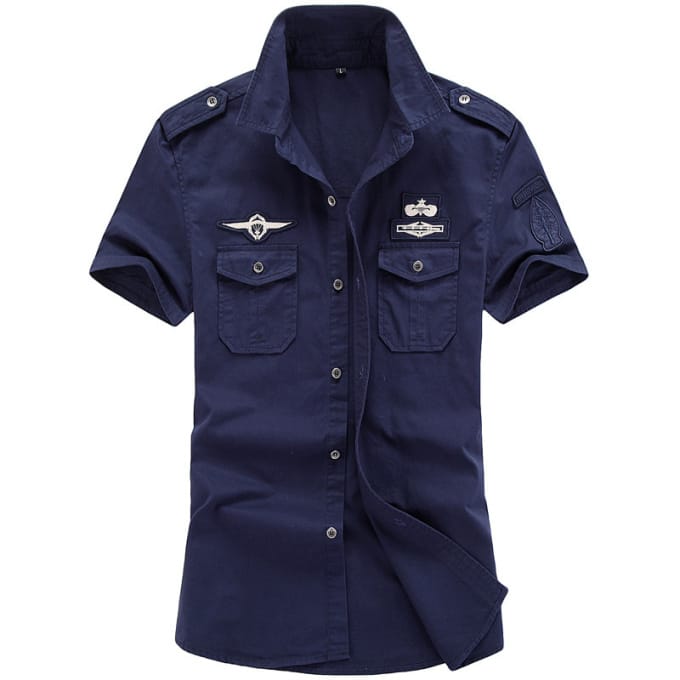 Chemise militaire à manches courtes avec écussons de l’armée de l’air - Top Militaire