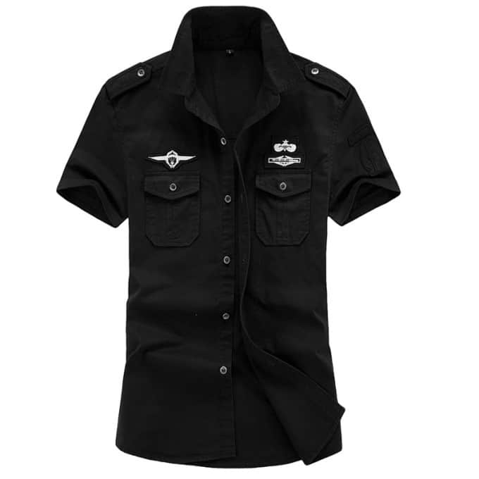 Chemise militaire à manches courtes avec écussons de l’armée de l’air - Top Militaire