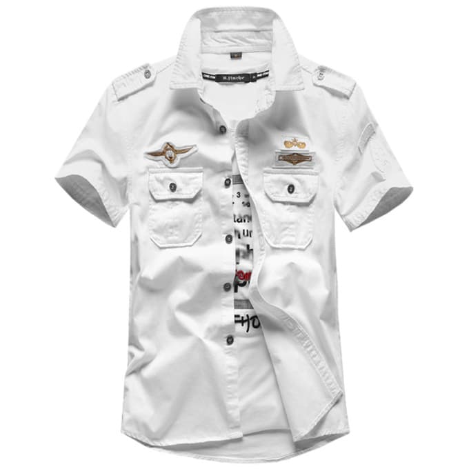 Chemise militaire à manches courtes avec écussons de l’armée de l’air - Top Militaire