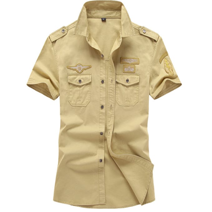 Chemise militaire à manches courtes avec écussons de l’armée de l’air - Top Militaire