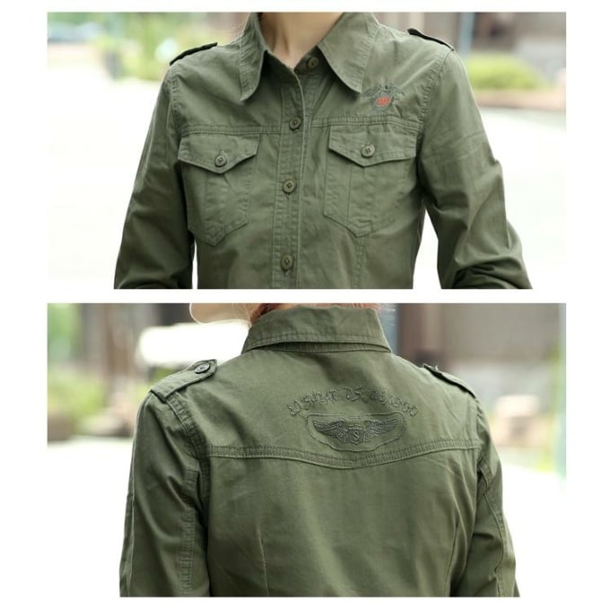 Chemise militaire en coton pour femmes - Top Militaire