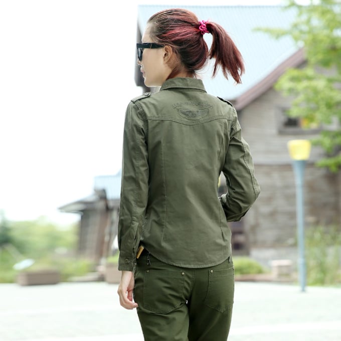 Chemise militaire en coton pour femmes - Top Militaire