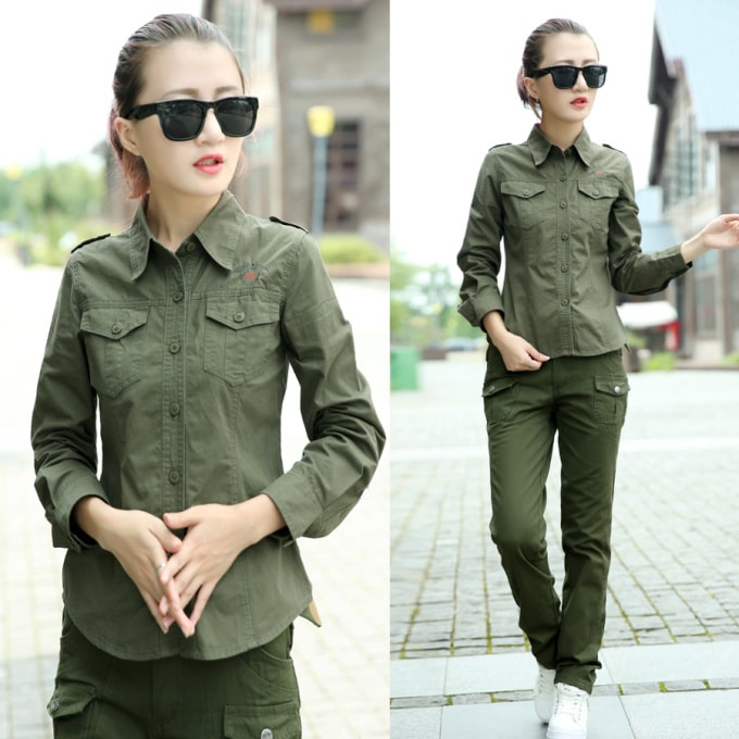 Chemise militaire en coton pour femmes - Top Militaire