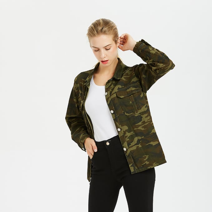 Blouson militaire pour femme à boutons - Top Militaire