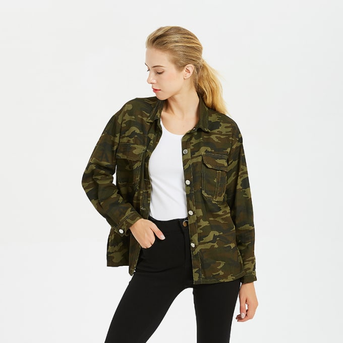 Blouson militaire pour femme à boutons - Top Militaire