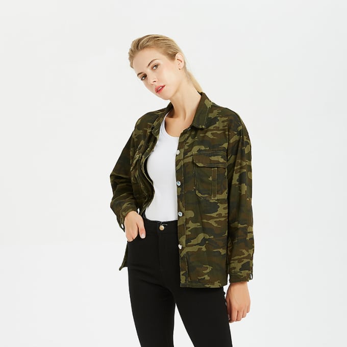 Blouson militaire pour femme à boutons - Top Militaire