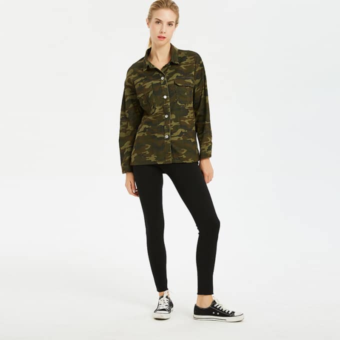 Blouson militaire pour femme à boutons - Top Militaire