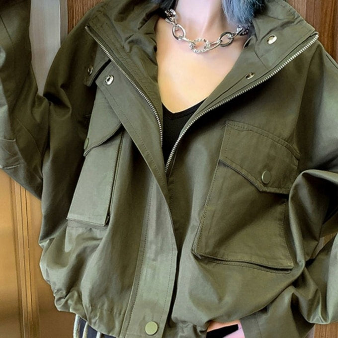 Blouson militaire à capuche pour femme - Top Militaire