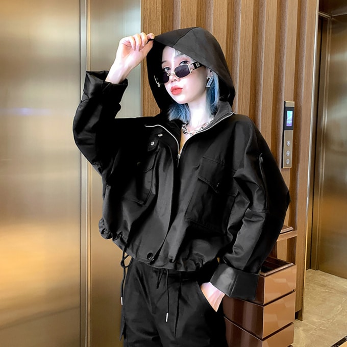 Blouson militaire à capuche pour femme - Top Militaire