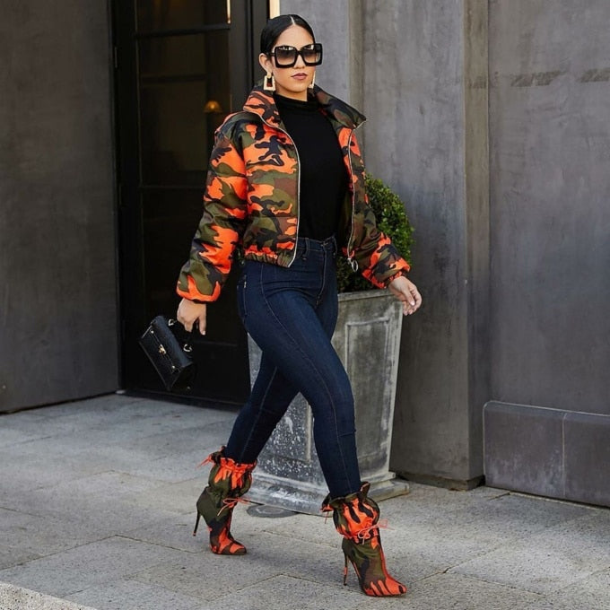 Manteau doudoune pour femme motifs camouflage - Top Militaire