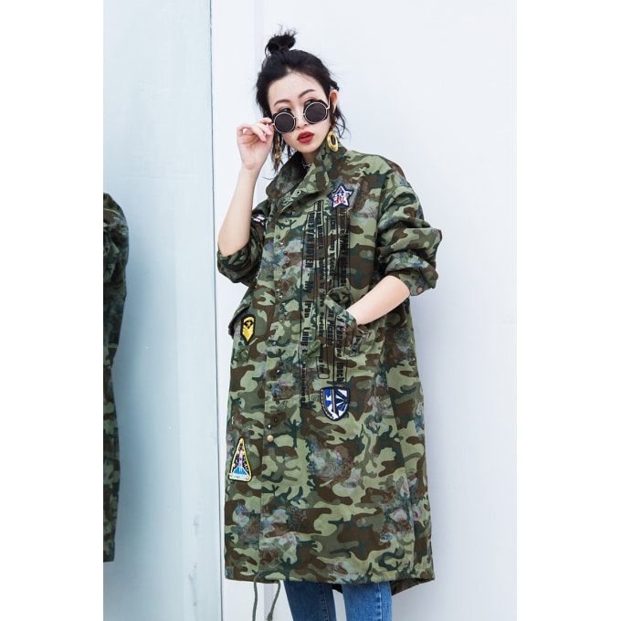 Manteau militaire over size pour femme - Top Militaire