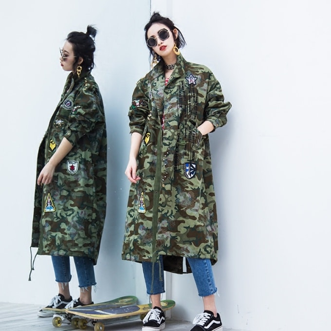 Manteau militaire over size pour femme - Top Militaire