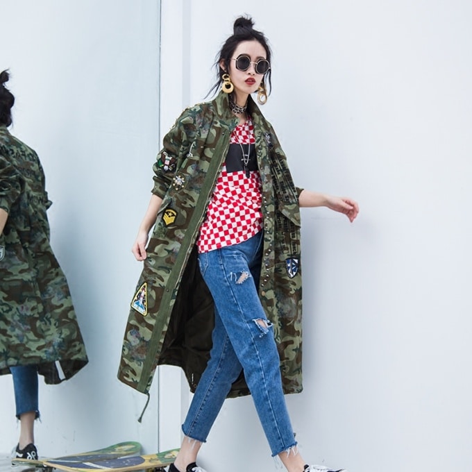 Manteau militaire over size pour femme - Top Militaire