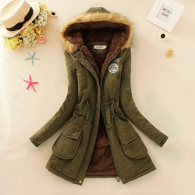 Manteau d’hiver à capuche pour femme - Top Militaire