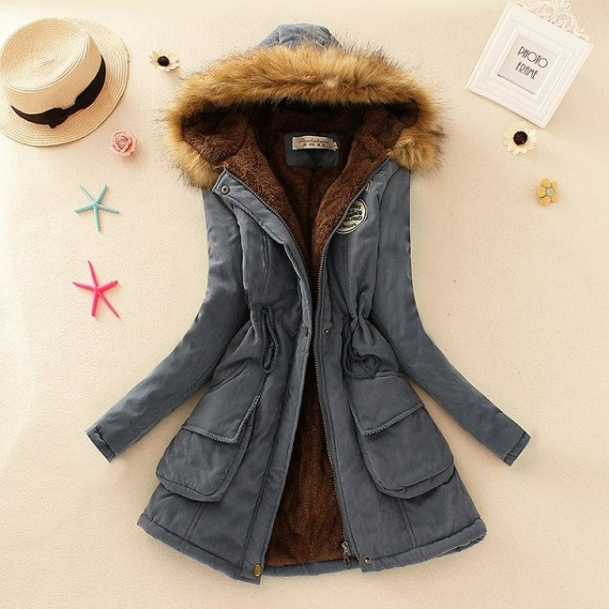 Manteau d’hiver à capuche pour femme - Top Militaire
