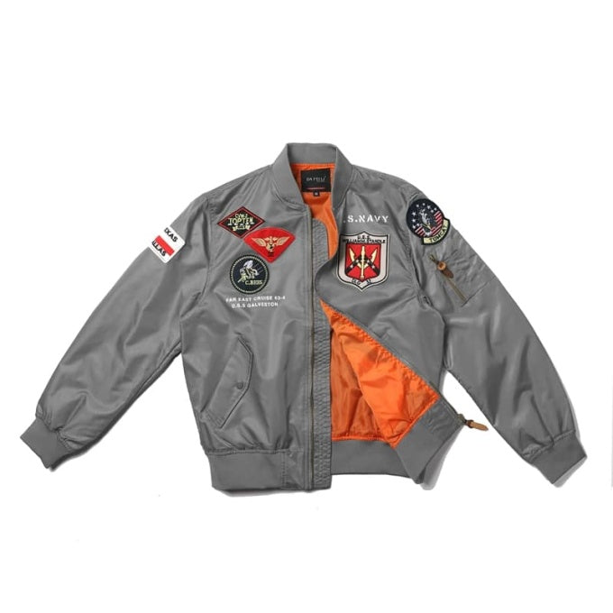 Manteau bomber style aviateur militaire avec patchs - Top Militaire