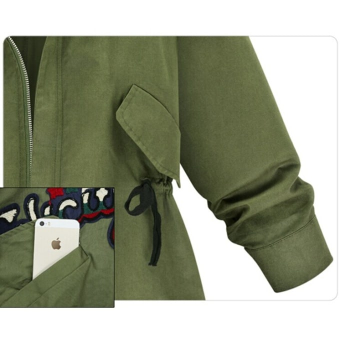 Veste militaire verte à manches longues pour femme - Top Militaire