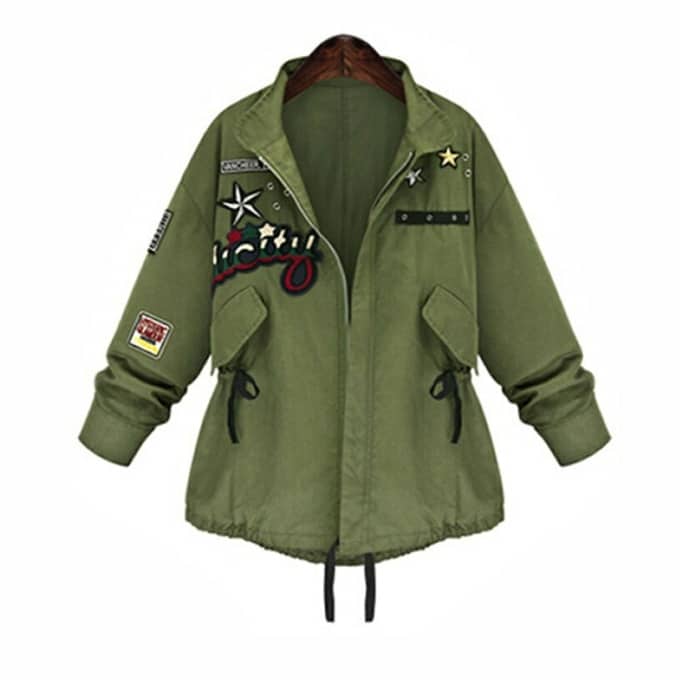 Veste militaire verte à manches longues pour femme - Top Militaire