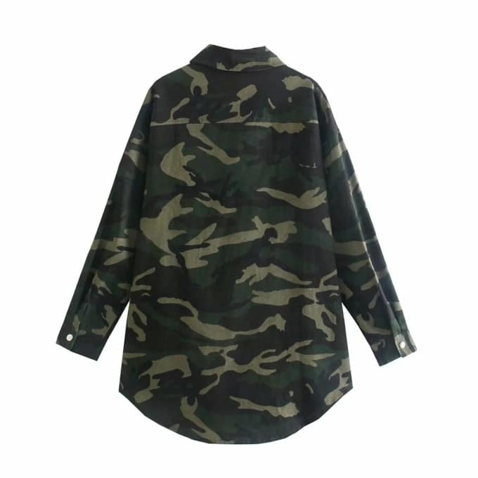 Veste militaire décoratif à manches longues pour femmes - Top Militaire