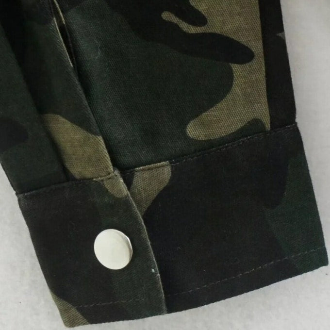 Veste militaire décoratif à manches longues pour femmes - Top Militaire