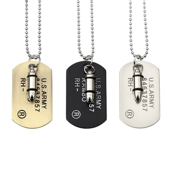 Collier militaire pendentif tête de balle - Top Militaire