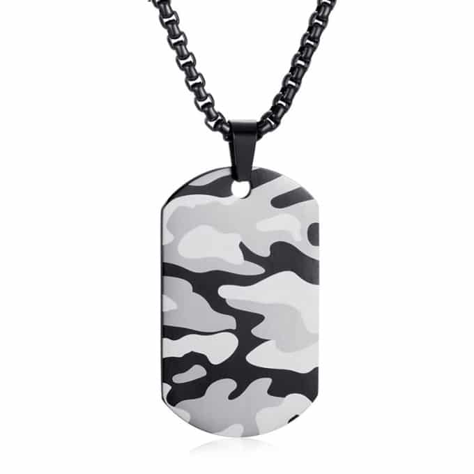 Collier en acier inoxydable style camouflage - Top Militaire