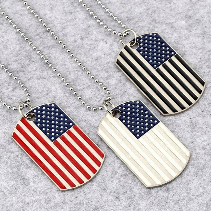 Collier militaire pendentif drapeau américain - Top Militaire