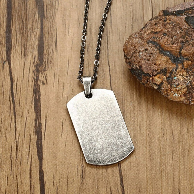 Collier avec pendentif plaque militaire en acier - Top Militaire