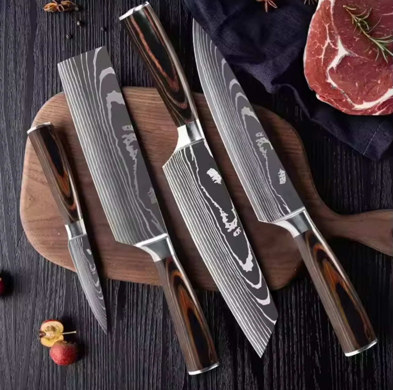 Couteau de Cuisine Damas Laser – Polyvalent, Tranchant et Élégant