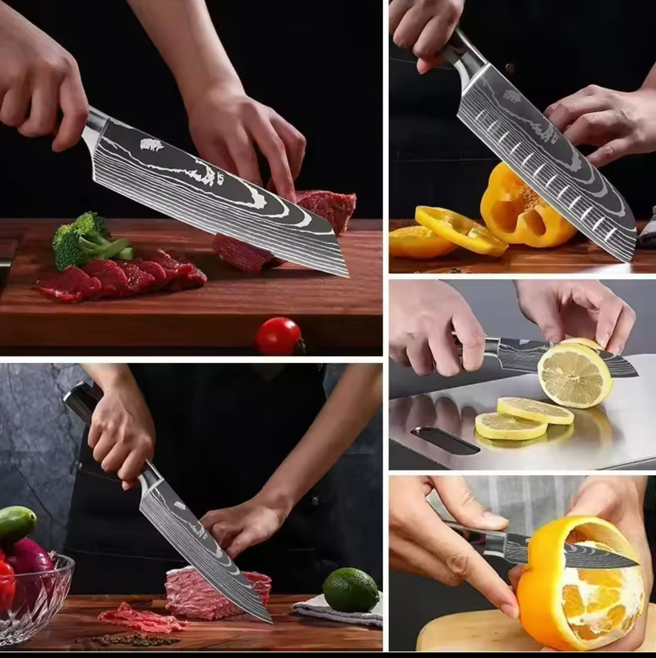 Couteau de Cuisine Damas Laser – Polyvalent, Tranchant et Élégant