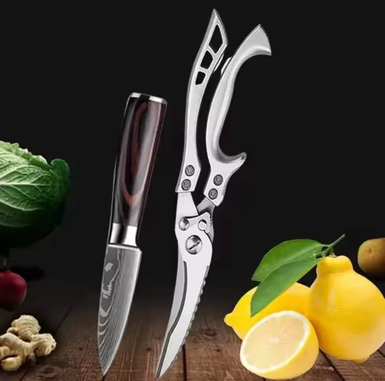 Couteau de Cuisine Damas Laser – Polyvalent, Tranchant et Élégant
