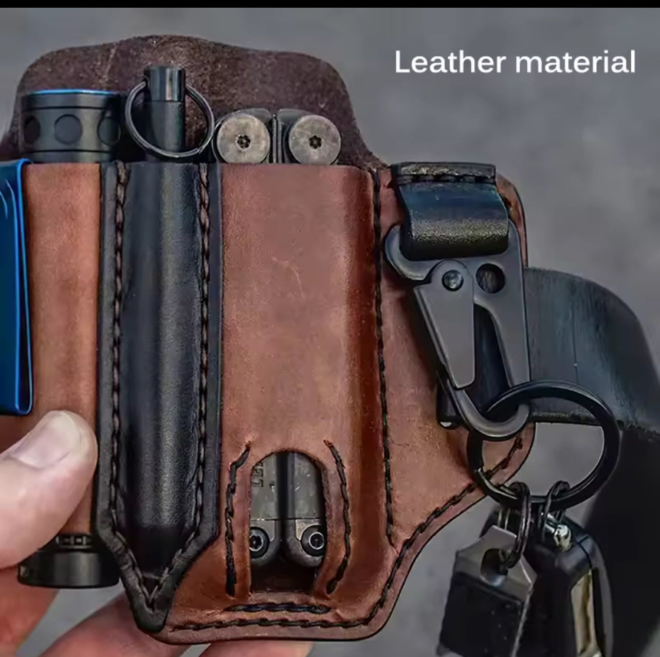 Ceinture Tactique en Cuir – Étui Multi-Outils de Rangement Compact