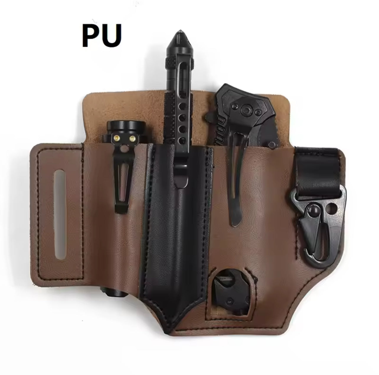 Ceinture Tactique en Cuir – Étui Multi-Outils de Rangement Compact