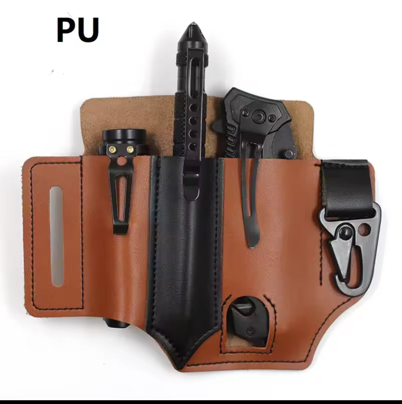 Ceinture Tactique en Cuir – Étui Multi-Outils de Rangement Compact
