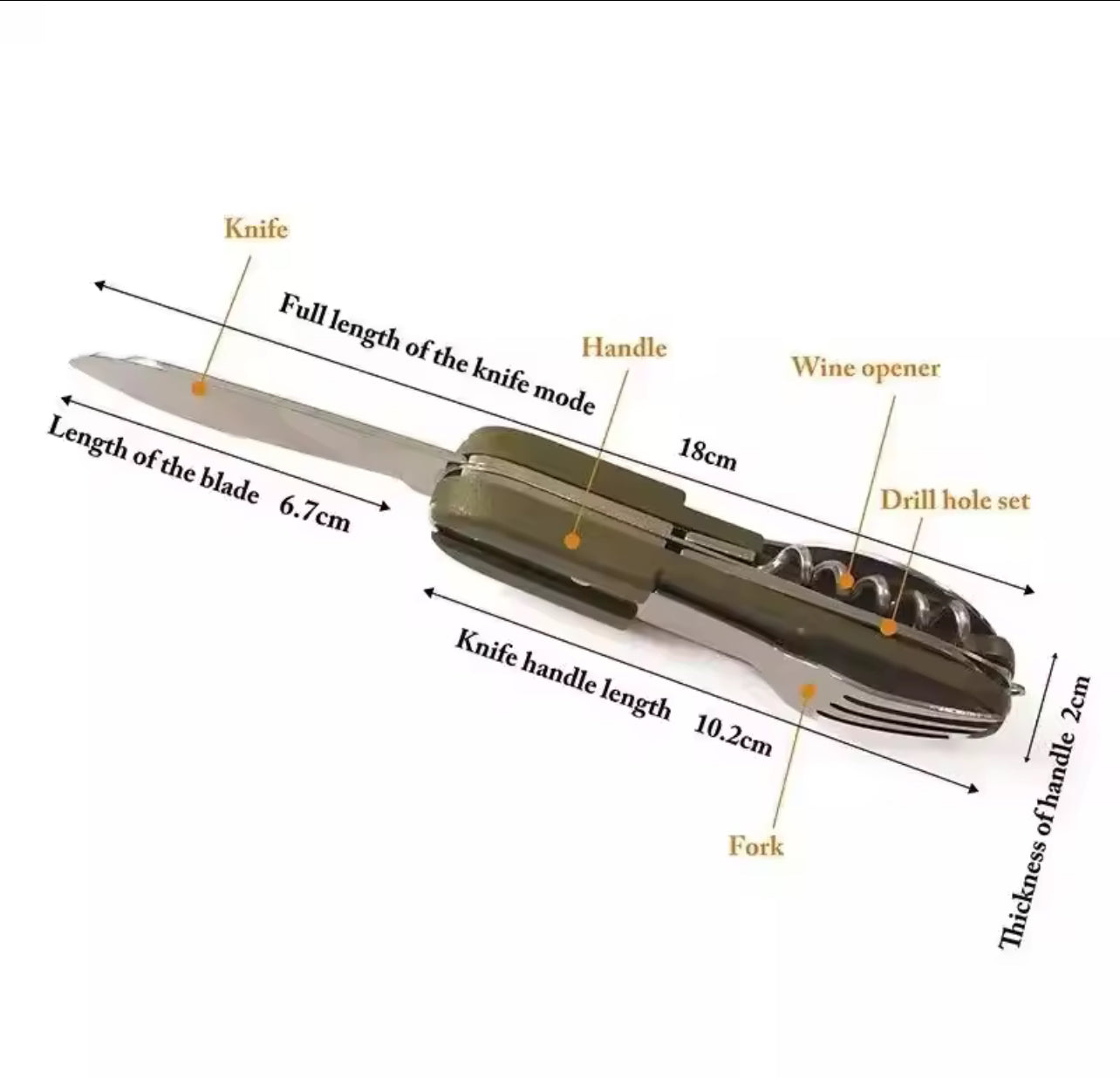 Kit Couteau Pliant 7 en 1 – Compact, Robuste et Multifonction