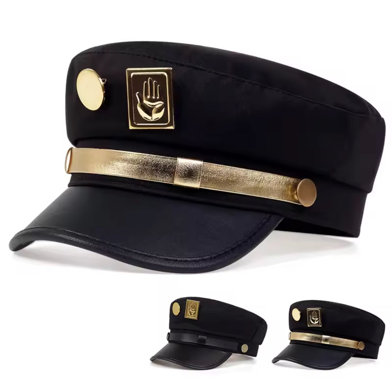 Casquette militaire noire avec badge doré – Style cadet unisexe - Top Militaire