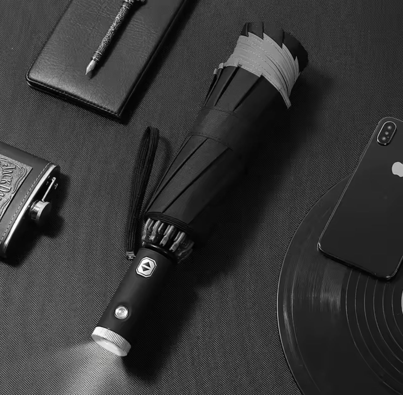 Parapluie Automatique LED – Pliable, Étanche, Anti-UV, Résistant au Vent, avec Lampe de Poche - Top Militaire