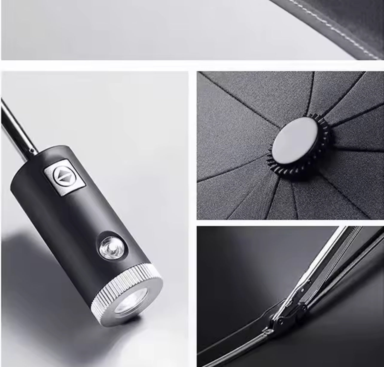 Parapluie Automatique LED – Pliable, Étanche, Anti-UV, Résistant au Vent, avec Lampe de Poche - Top Militaire