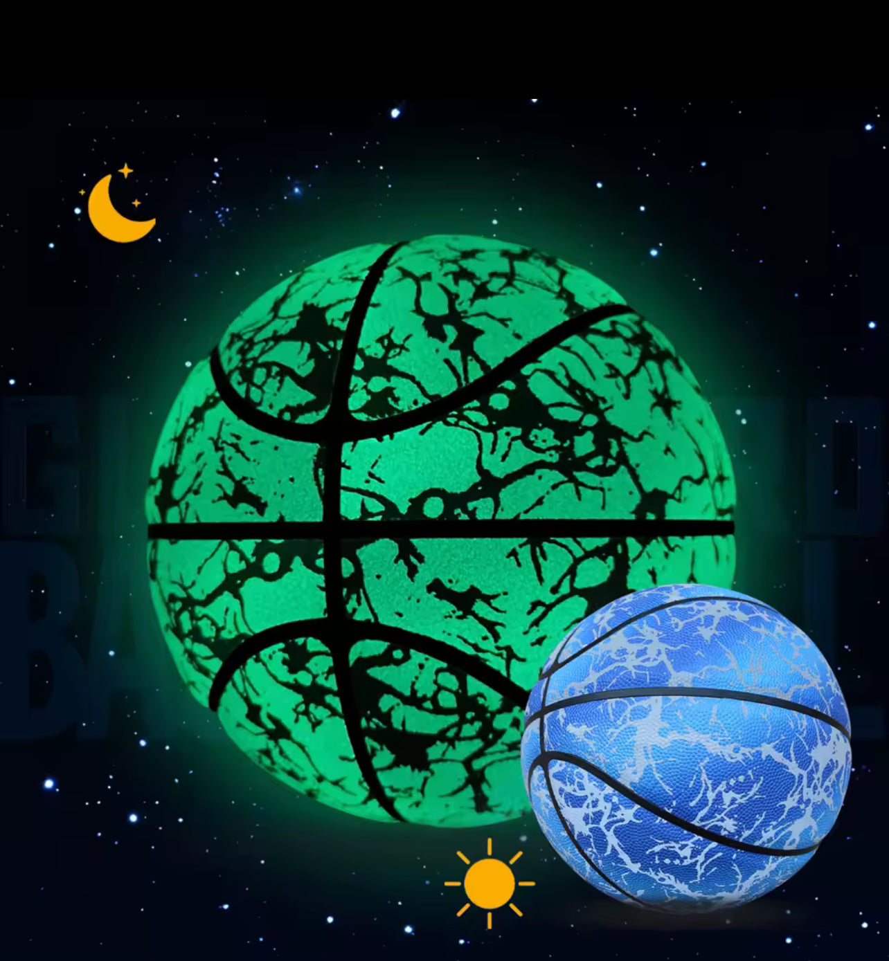 Ballon de basket lumineux réfléchissant – Brillant jour & nuit, résistant à l’usure, tailles 7/6/5, entraînement et loisirs en cuir PU souple - Top Militaire