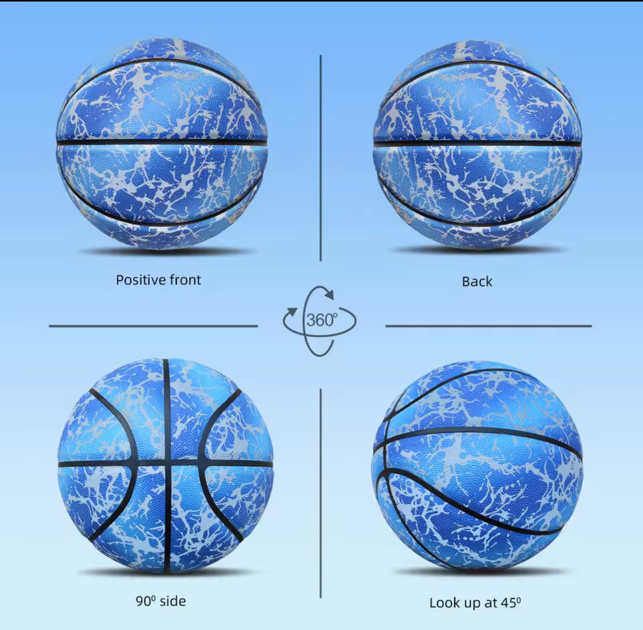 Ballon de basket lumineux réfléchissant – Brillant jour & nuit, résistant à l’usure, tailles 7/6/5, entraînement et loisirs en cuir PU souple - Top Militaire