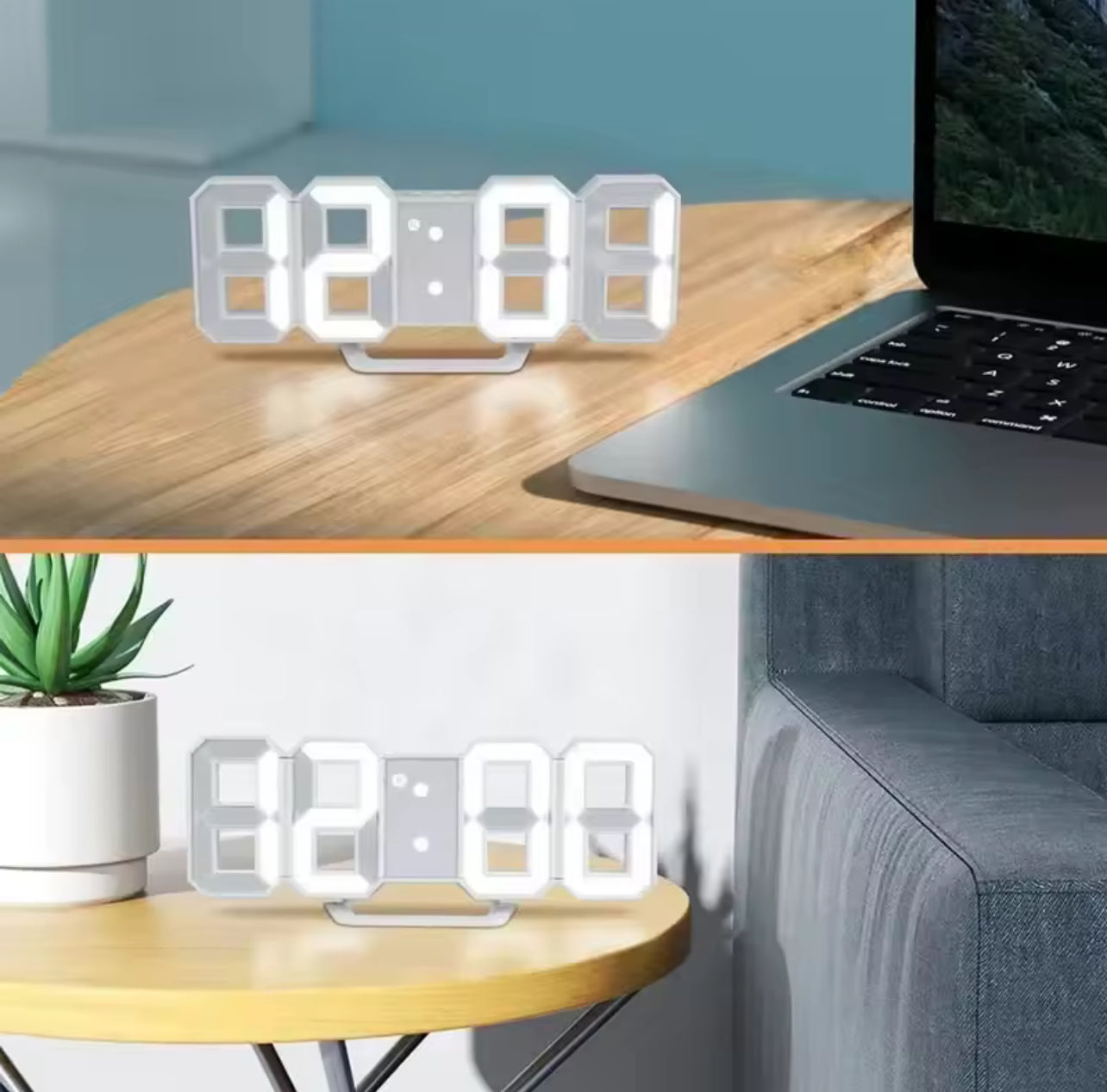 Réveil numérique LED 3D – Horloge murale moderne avec heure, date, température, pour maison, bureau, cuisine et déco intérieure - Top Militaire
