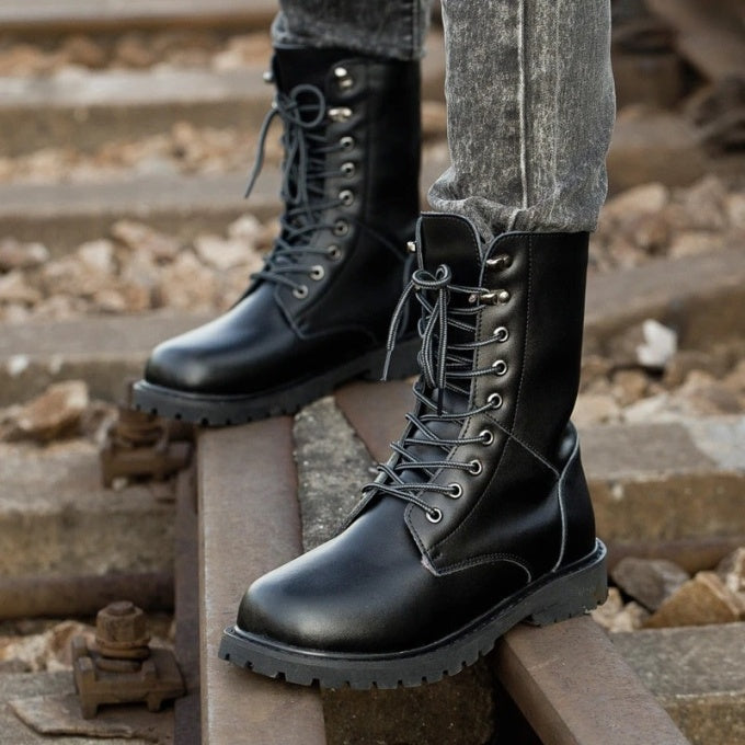 Rangers militaire en cuir PU - Top Militaire