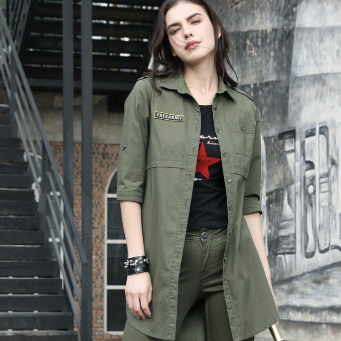 Chemise militaire longue pour femmes - Top Militaire