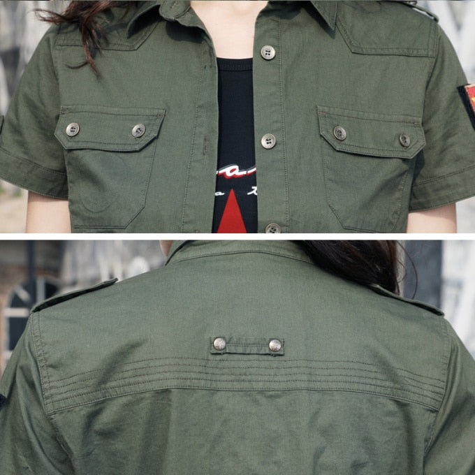 Chemise militaire à manches courtes pour femme - Top Militaire