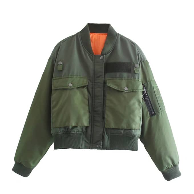 Blouson militaire pour femme manches bouffantes