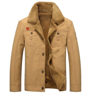 Manteau militaire chaud doublé avec col fourrure