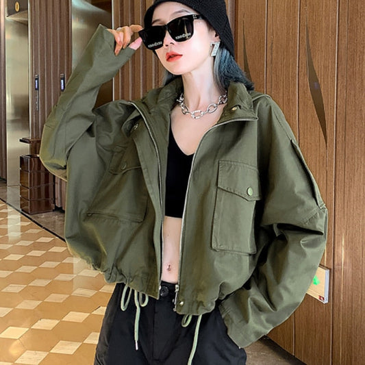 Blouson militaire à capuche pour femme - Top Militaire